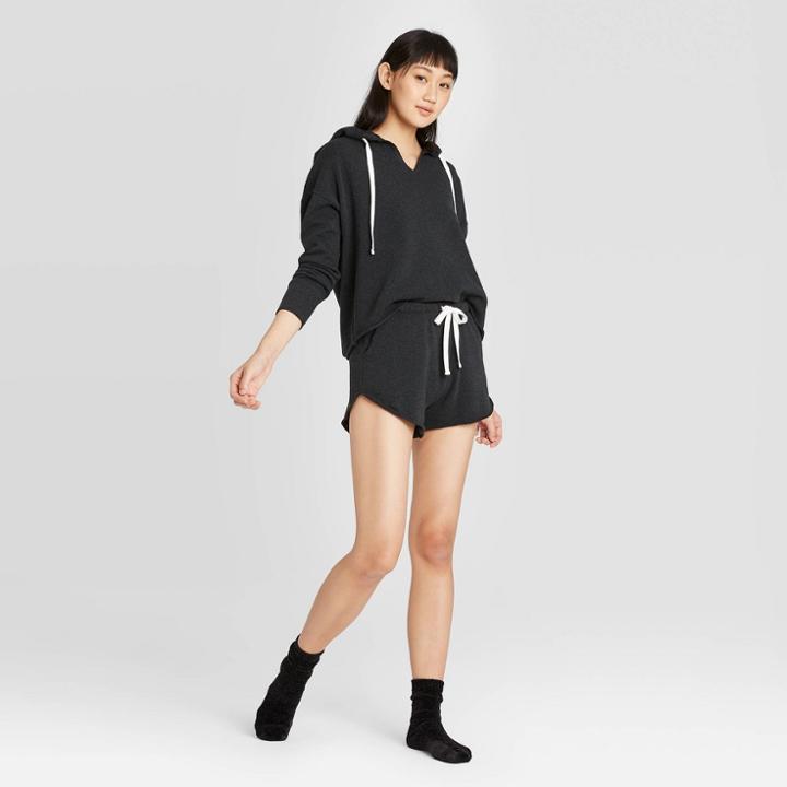 Women's Hooded Lounge Sweatshirt - Colsie Charcoal Gray Xs, Women's, Grey Gray