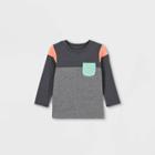 Toddler Boys' Colorblock Knit Long Sleeve T-shirt - Cat & Jack Gray