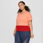 Women's Plus Size Color Block Mesh T-shirt - Joylab Cantaloupe Orange