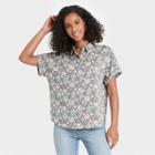 Women's Floral Print Dolman Short Sleeve Button-down Shirt - Universal Thread