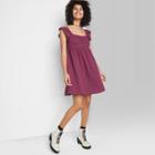 Women's Ruffle Sleeve On/off The Shoulder Woven Babydoll Dress - Wild Fable Plum