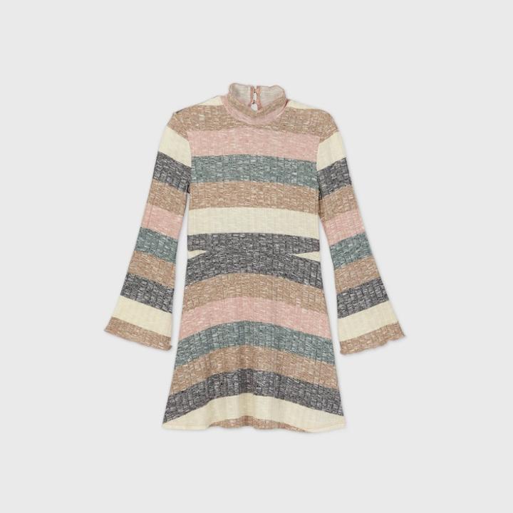 Girls' Mock Neck Long Sleeve Dress - Art Class