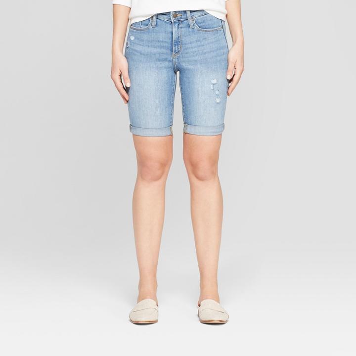 Women's High-rise Double Cuff Bermuda Jean Shorts - Universal Thread Light Wash