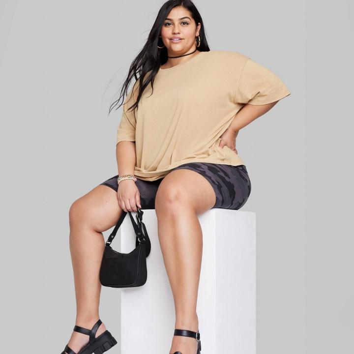 Women's Short Sleeve Relaxed Fit T-shirt - Wild Fable Camel