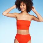 Women's Ribbed Tube Bandeau Bikini Top - Xhilaration Red