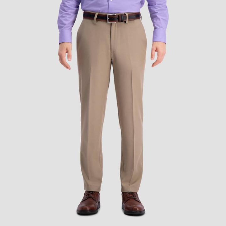 Haggar Men's Cool 18 Pro Slim Fit Flat Front Casual Pants - Tan