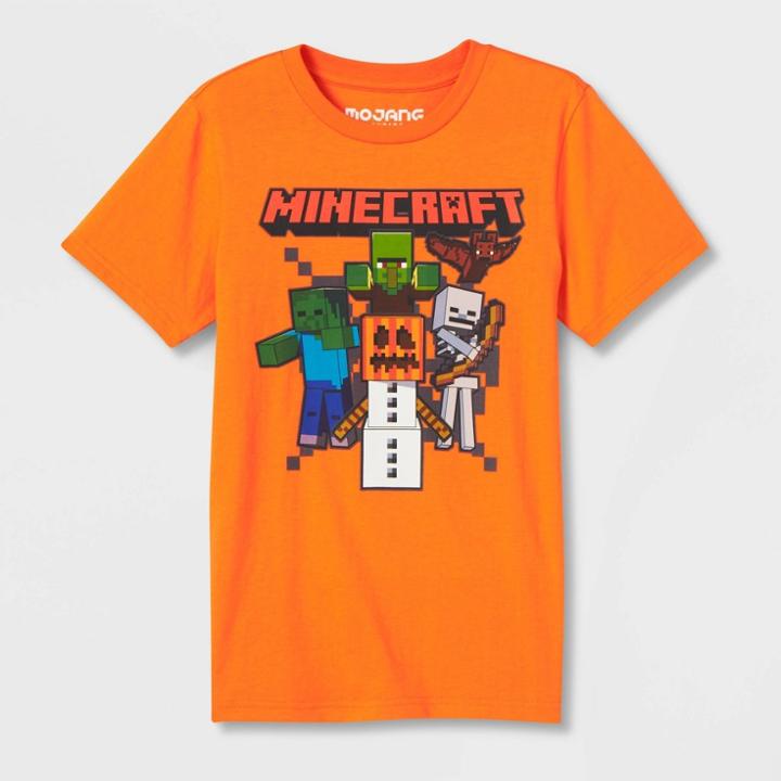 Boys' Minecraft Halloween Short Sleeve Graphic T-shirt - Orange