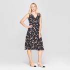 Women's Floral Print Sleeveless Ruffle Detail Wrap Maxi Dress - Who What Wear Black