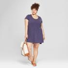Women's Plus Size T-shirt Dress - Universal Thread Indigo (blue)