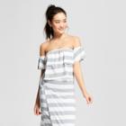 Women's Striped Off The Shoulder Top - Love @ First Sight (juniors') Gray