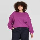 Women's Plus Size Ruffle Sleeve Sweatshirt - A New Day Purple