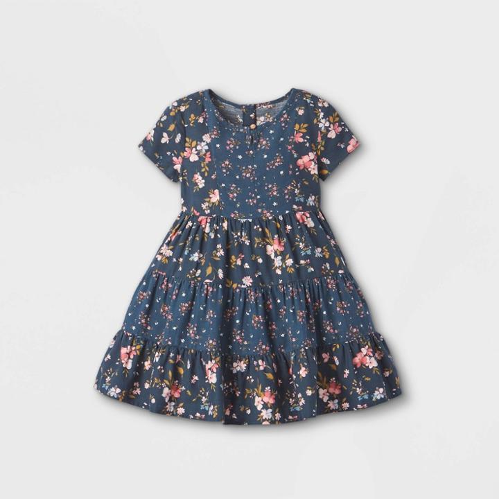 Oshkosh B'gosh Toddler Girls' Mixed Floral Short Sleeve Dress - Navy
