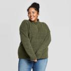 Women's Plus Size Long Sleeve Mock Turtleneck Pullover Sweater - Universal Thread Olive X, Green
