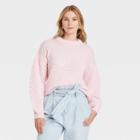 Women's Crewneck Textured Pullover Sweater - A New Day Pink