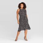 Women's Plus Size Animal Print Sleeveless Halter Neck A Line Midi Dress - Who What Wear Black 3x, Women's,