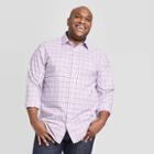 Men's Big & Tall Plaid Standard Fit Long Sleeve Dress Button-down Shirt - Goodfellow & Co Lavender