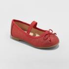 Toddler Girls' Ani Glitter Ballet Flat - Cat & Jack Red