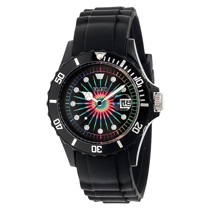 Women's Crayo Shrine Silicone Strap Watch-black, Black