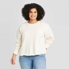 Women's Plus Size Crewneck Pocket Sweatshirt - Universal Thread Cream 1x, Women's, Size: