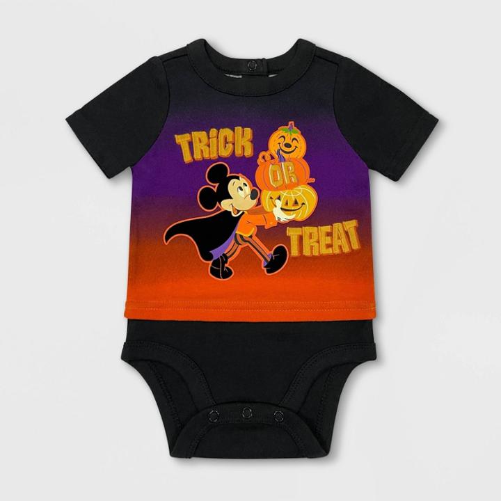 Baby Boys' Disney Mickey Mouse Bodysuit - Black 0-3m - Disney