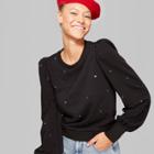 Women's Crewneck Pullover Sweatshirt With Balloon Sleeve - Wild Fable Black