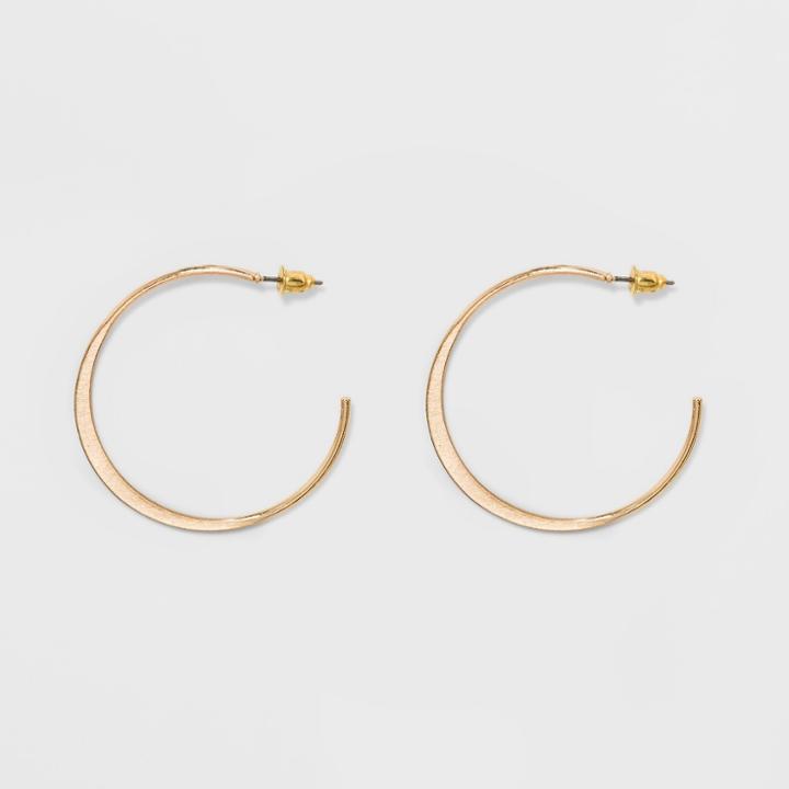 Open Hoop With Flat Casting Earrings - Universal Thread Gold