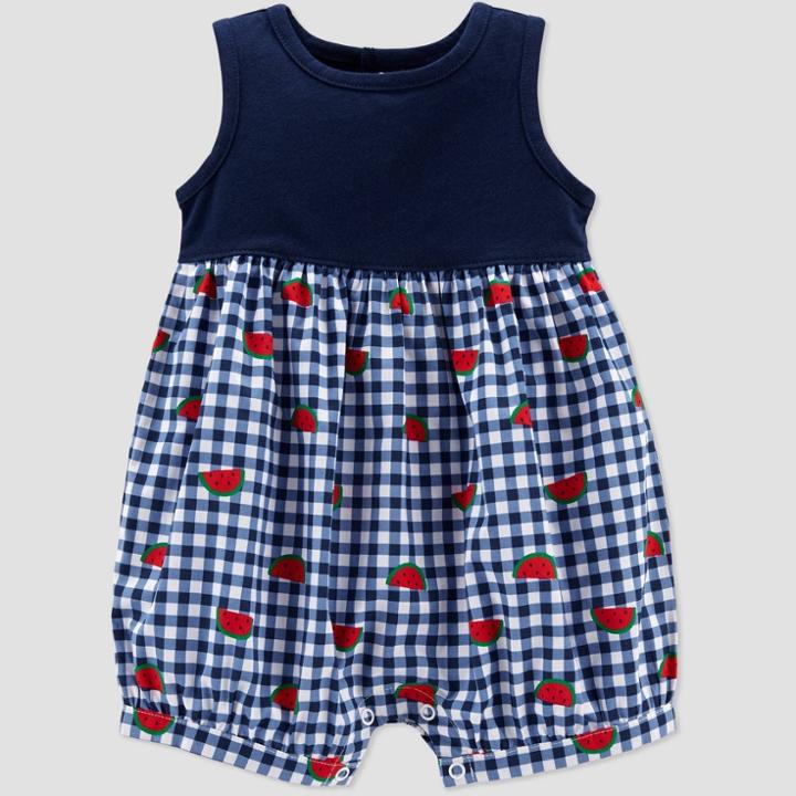 Baby Girls' Watermelon Gingham Romper - Just One You Made By Carter's Navy