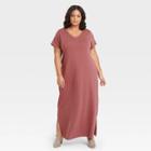 Women's Plus Size Short Sleeve T-shirt Dress - Universal Thread Burgundy
