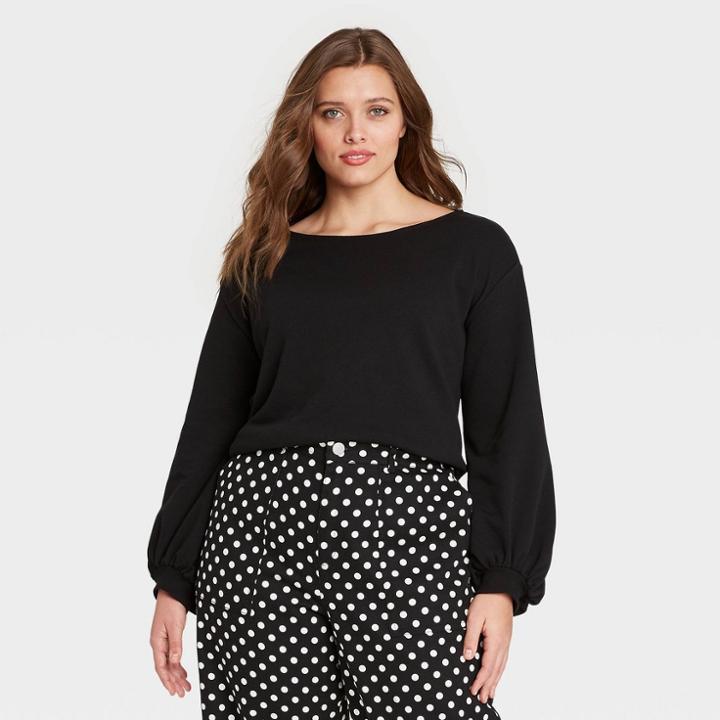 Women's Plus Size Boat Neck Sweatshirt - Who What Wear Black