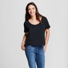 Women's Textured Short Sleeve T-shirt - Universal Thread Black