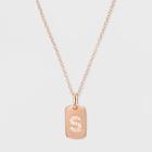 Sterling Silver Initial S Cubic Zirconia Necklace - A New Day Rose Gold, Size: Small, Rose Gold -