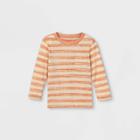 Toddler Boys' Striped Knit Long Sleeve T-shirt - Cat & Jack Orange