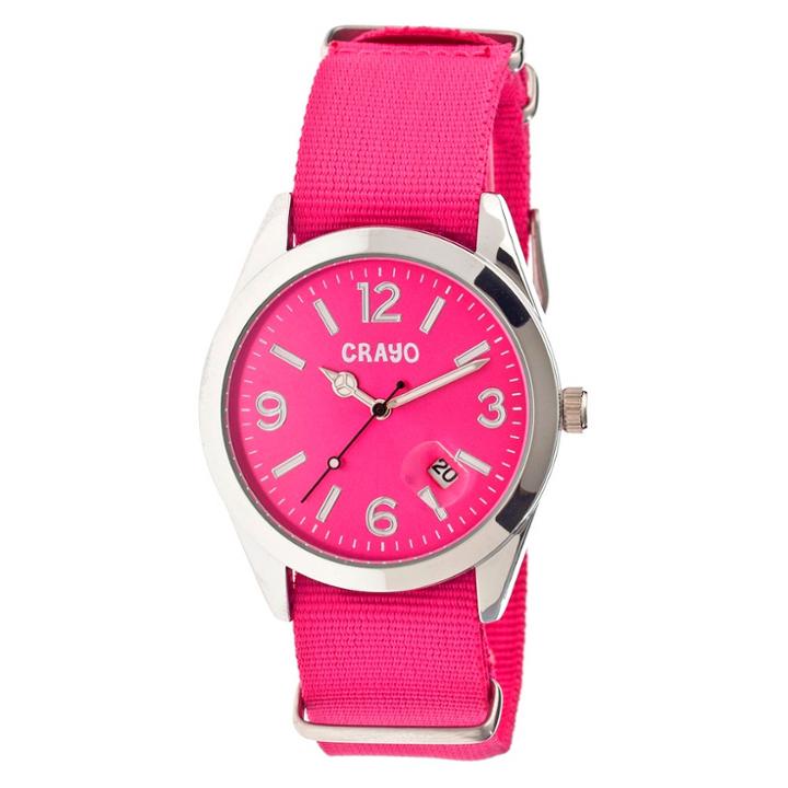 Women's Crayo Sunrise Watch With Nylon Strap And Luminous Hands- Pink