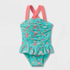 Baby Girls' Fruit Print One Piece Swimsuit - Cat & Jack Peach Orange