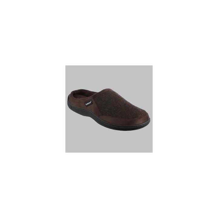 Isotoner Men's Herringbone Logan Hoodback Slippers - Brown