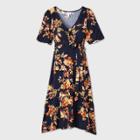 Floral Print Elbow Sleeve Woven Tier Maternity Dress - Isabel Maternity By Ingrid & Isabel Navy