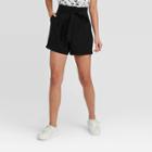 Women's Mid-rise Paperbag Shorts - A New Day Black