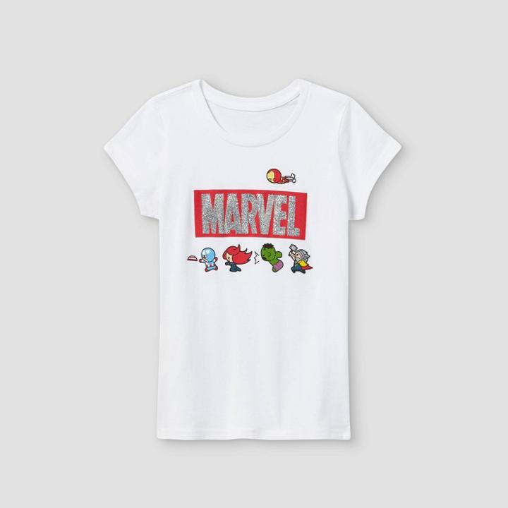 Girls' Marvel Short Sleeve Graphic T-shirt - White