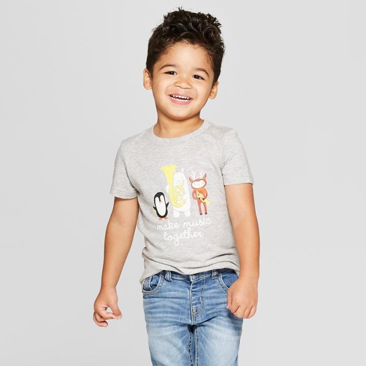 Toddler Boys' Critter Music Short Sleeve T-shirt - Cat & Jack Heather Gray