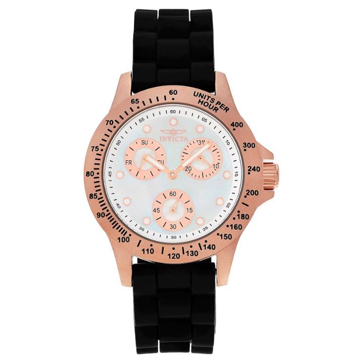 Women's Invicta 21986 Speedway Quartz Chronograph White Dial Strap Watch - Black