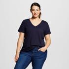 Women's Plus Size V-neck T-shirt - Ava & Viv - Navy