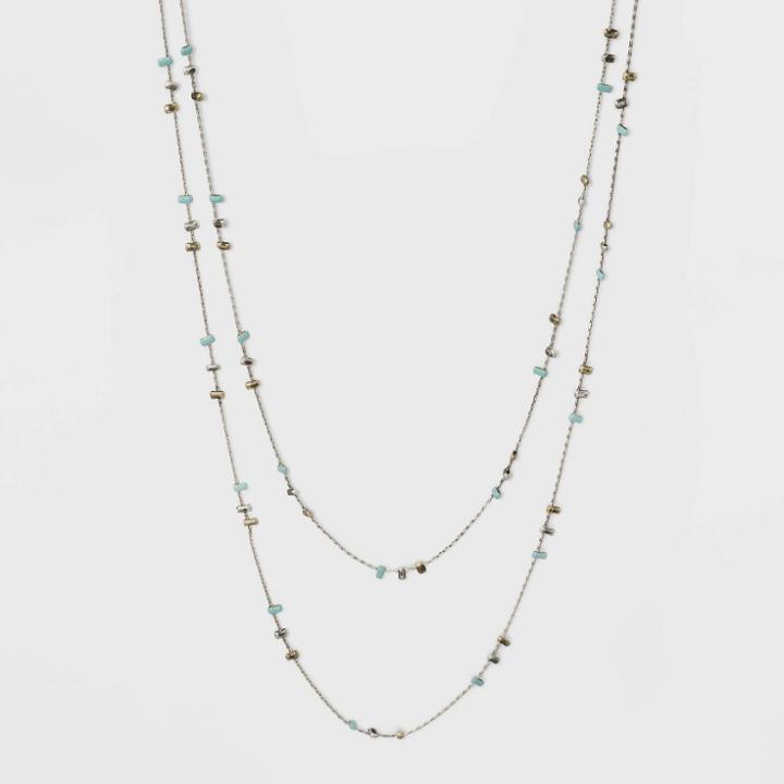 Enameled Crimp Station Necklace - Universal Thread Light Blue, Women's