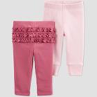 Baby Girls' 2pk Ruffle Pull-on Pants - Just One You Made By Carter's Pink Newborn