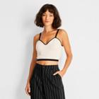 Women's V-neck Bralette Sweater Tank Top - Future Collective With Kahlana Barfield Brown Cream Xxs