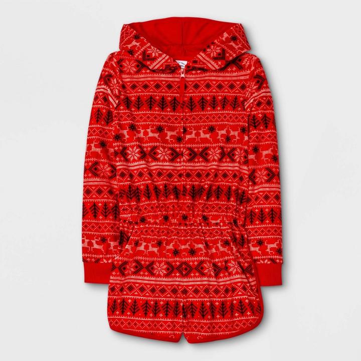 Girls' Fair Isle Pajama Romper - Art Class Red