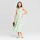 Women's Floral Print Sleeveless Tiered Dress - A New Day Green