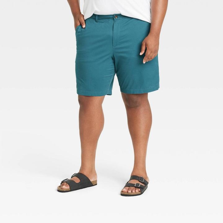 Men's Big & Tall 9 Slim Fit Chino Shorts - Goodfellow & Co Teal Green