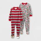 Baby Boys' 2pk Santa Afam Footed Pajama - Just One You Made By Carter's Red/gray