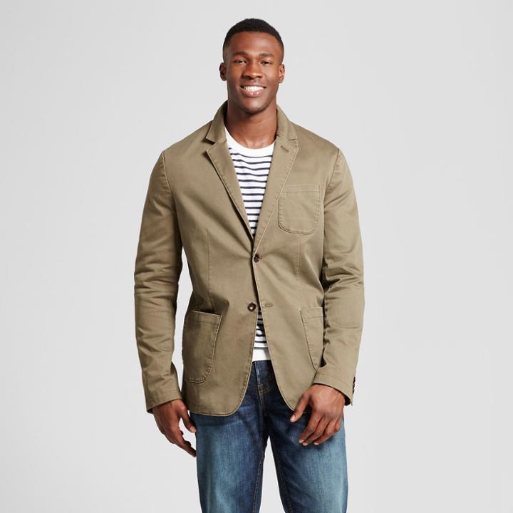 Men's Big & Tall Standard Fit Deconstructed Blazer - Goodfellow & Co Olive (green)