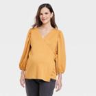 3/4 Sleeve Wrap Maternity Top - Isabel Maternity By Ingrid & Isabel Gold